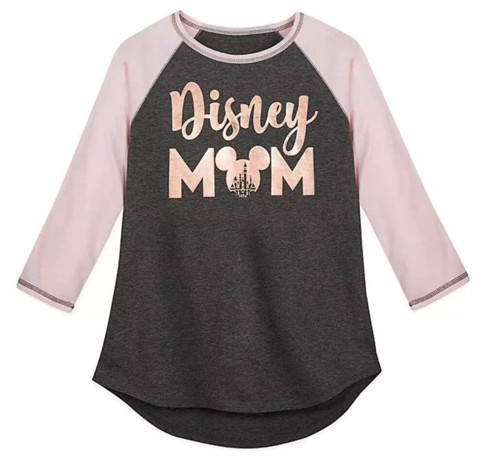 Disney Parks Disneyland NWT Raglan Baseball Rose Gold Mickey Mom T-Shirt XS